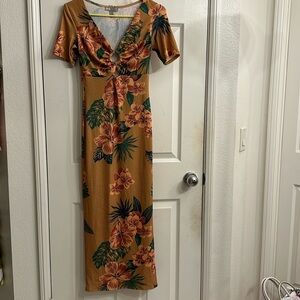 Asos floral keyhole midi dress